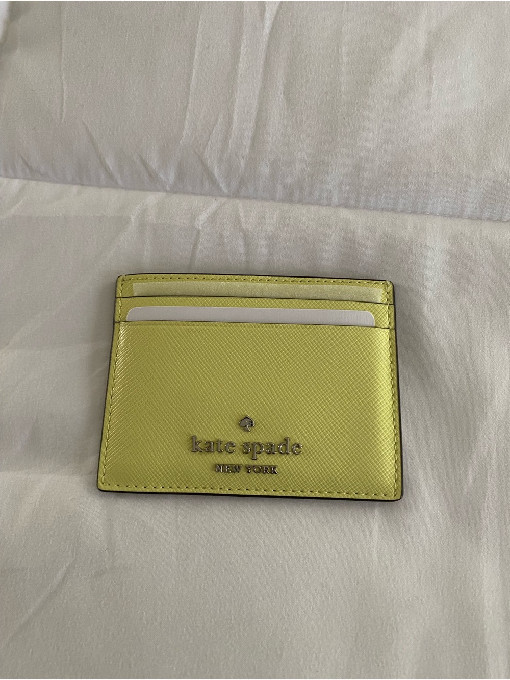 kate spade lemon yellow Saffiano card case